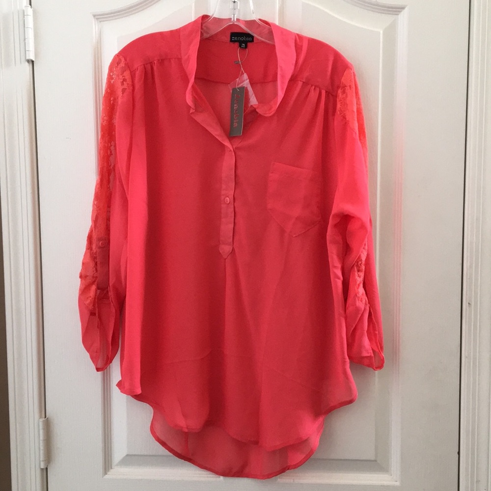 FINAL MARKDOWN Ladies NWT Zenobia Tunic w/Lace-Top Sleeve 1x